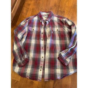 Men’s Carhartt original fit  heavy duty cotton button down plaid shirt